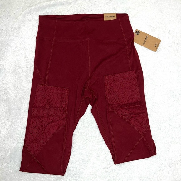 PINK VICTORIA SECRET sport red velvet colored leggings - Picture 4 of 4